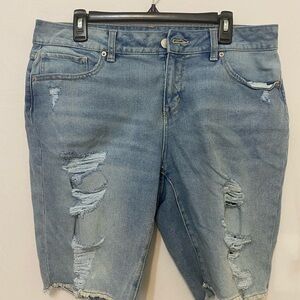 Distressed Blue Jean Shorts